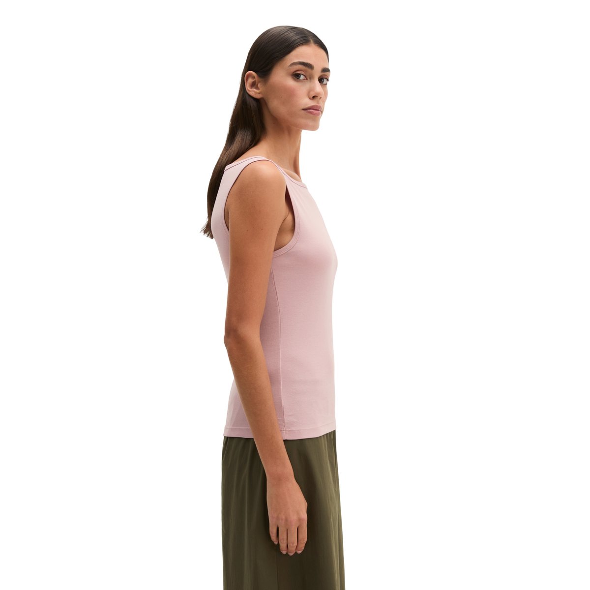 Débardeur regular en jersey de coton organique rib rose pale, MARC O'POLO