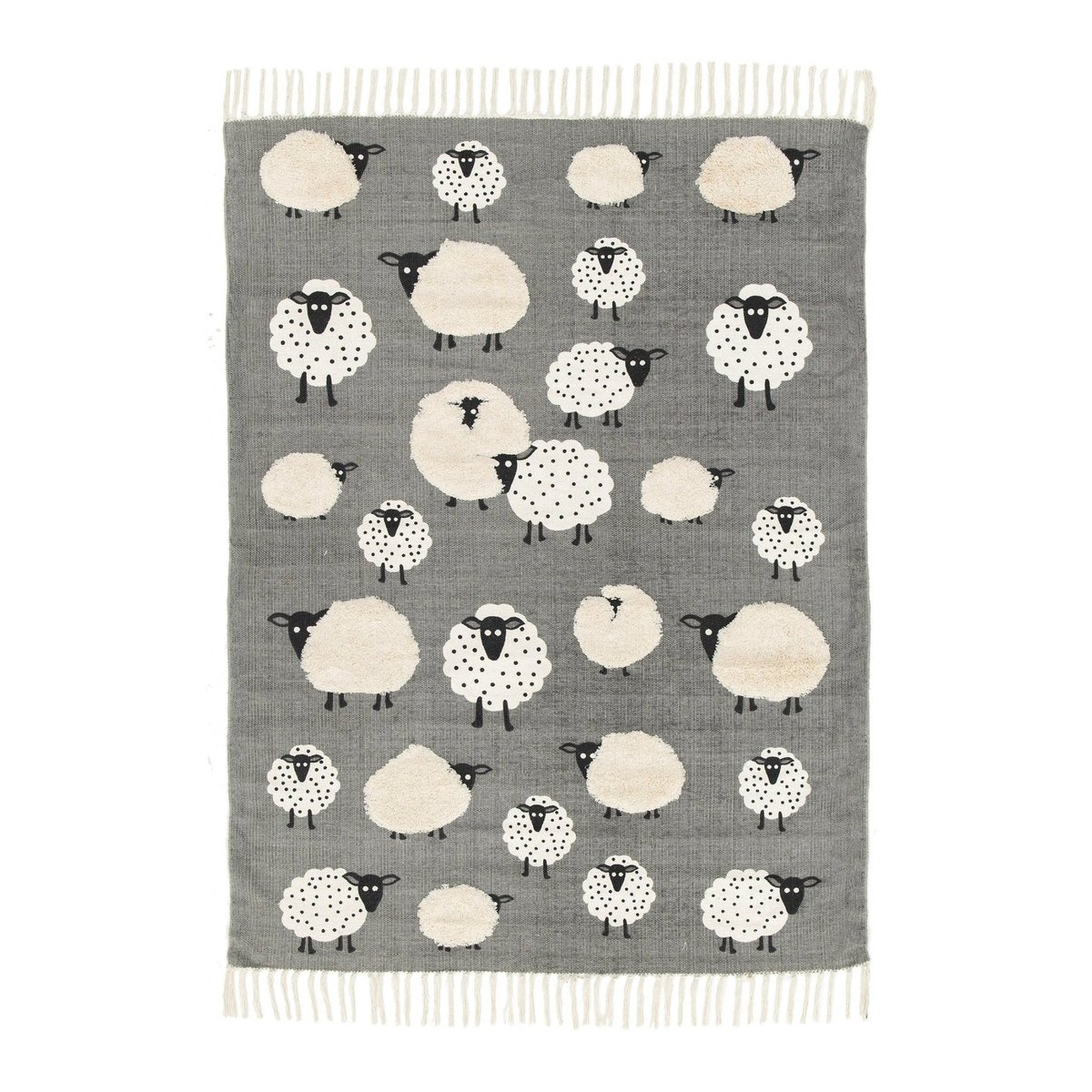 Tapis enfant en coton PETITS MOUTONS gris minéral, AFK LIVING