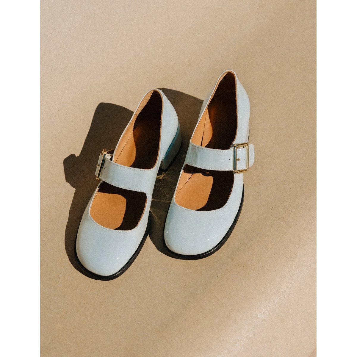 Escarpins AMARI cuir verni bleu glacé, ODAJE
