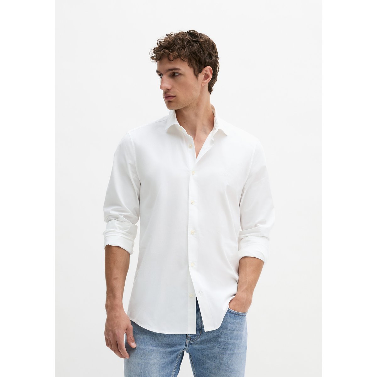 Chemise shaped en popeline stretch blanc, MARC O'POLO