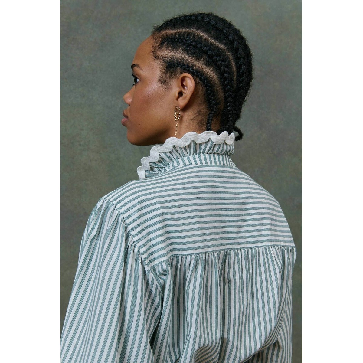 Cora Striped Embroidered Blouse green/white striped, LOUISE MISHA