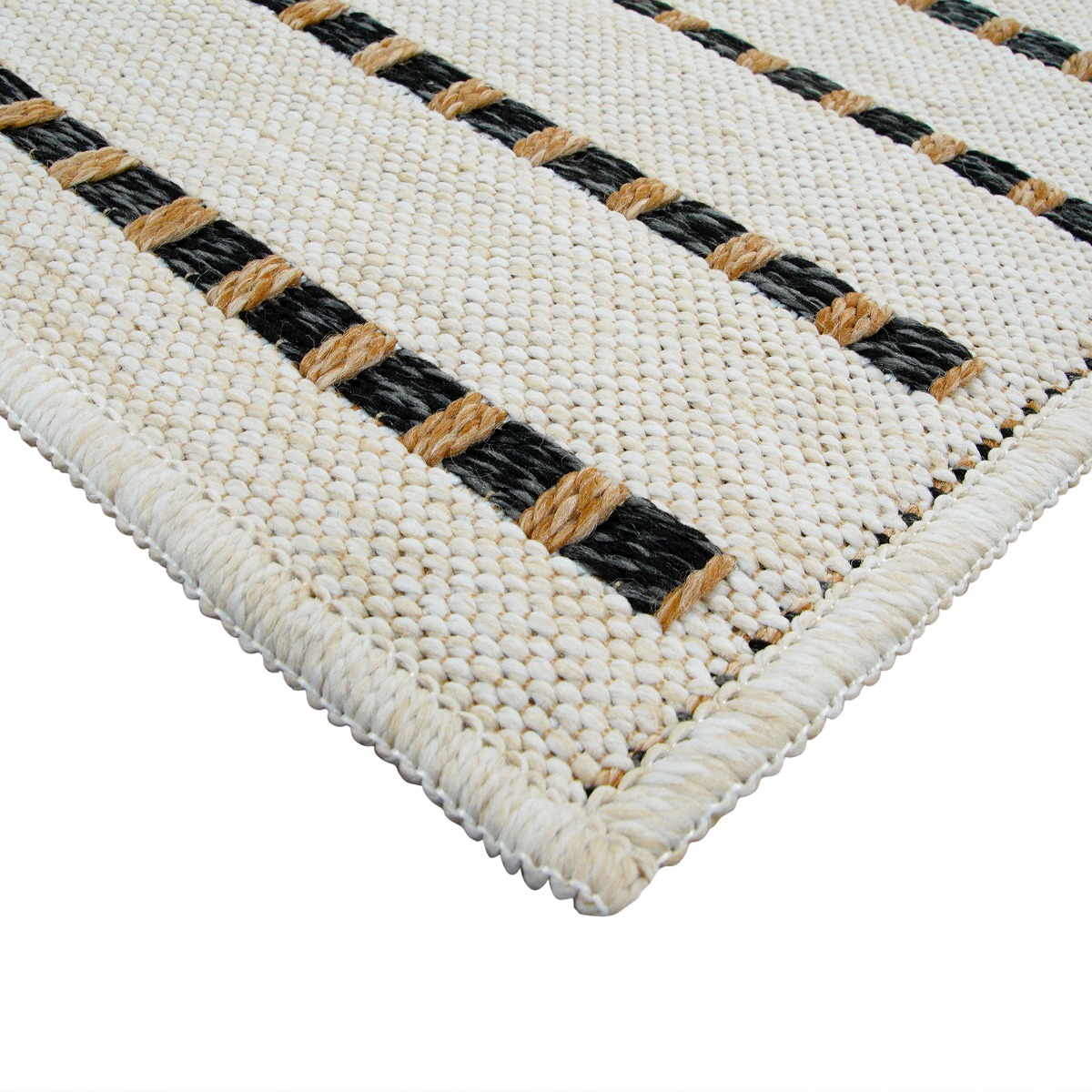 Tapis salon aspect jute rayures JUTA LOOK blanc, noir, THE DECO FACTORY