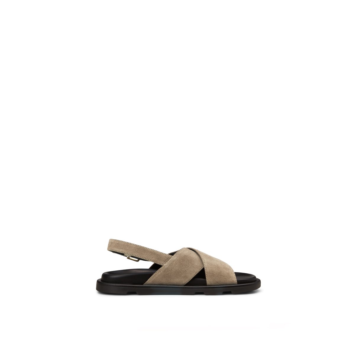 Sandale en cuir de vachette velours noble grau, MARC O'POLO