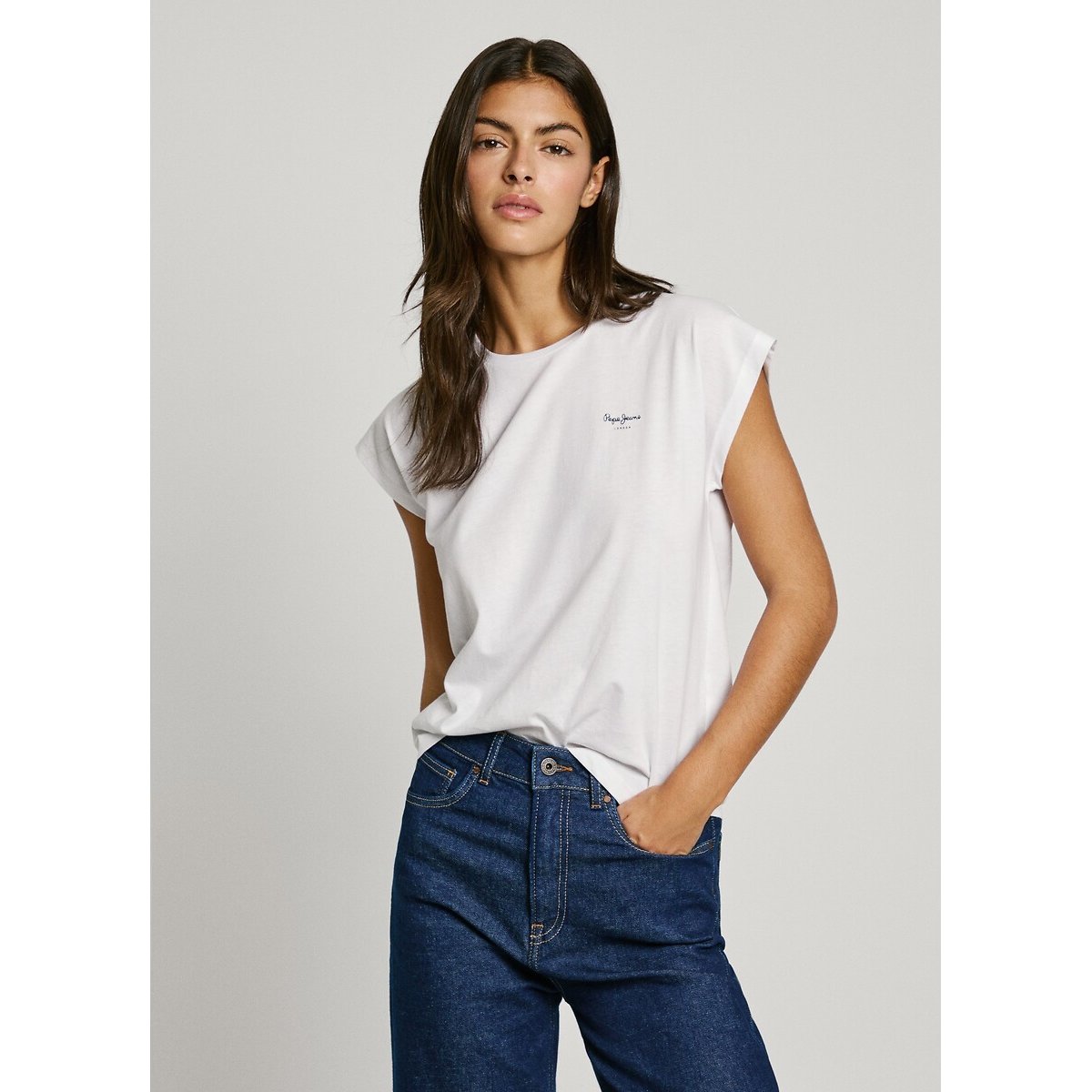 T-shirt manches courtes logoté blanc, PEPE JEANS