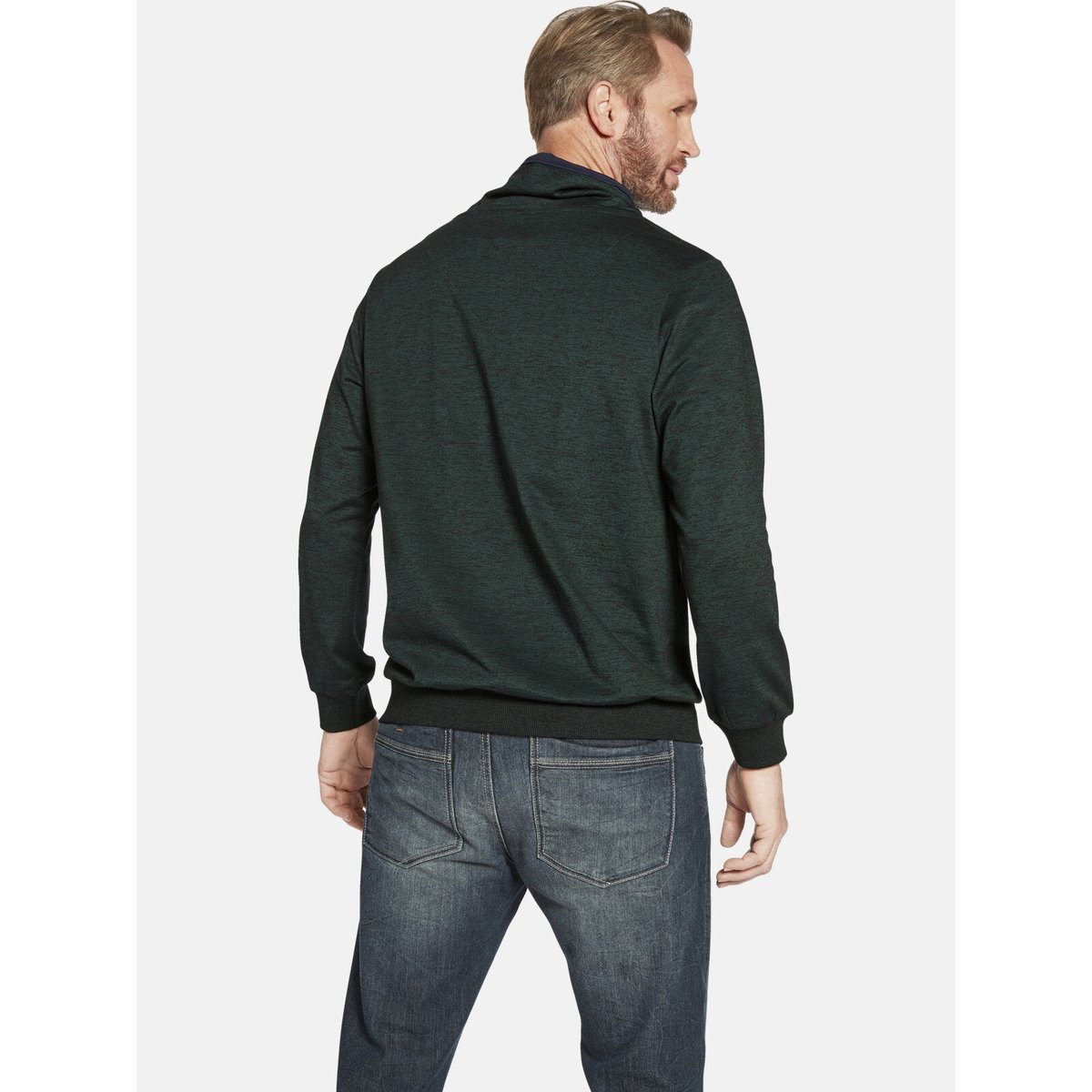 Sweatshirt SVERRE vert foncé mélange, JAN VANDERSTORM