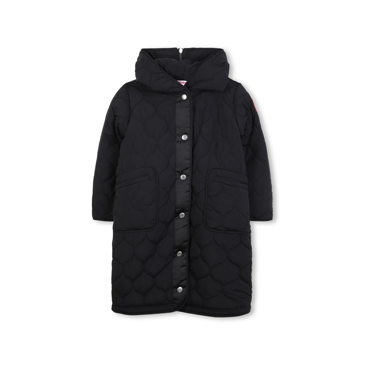 Parka lungo con cappuccio black, HUGO KIDSWEAR