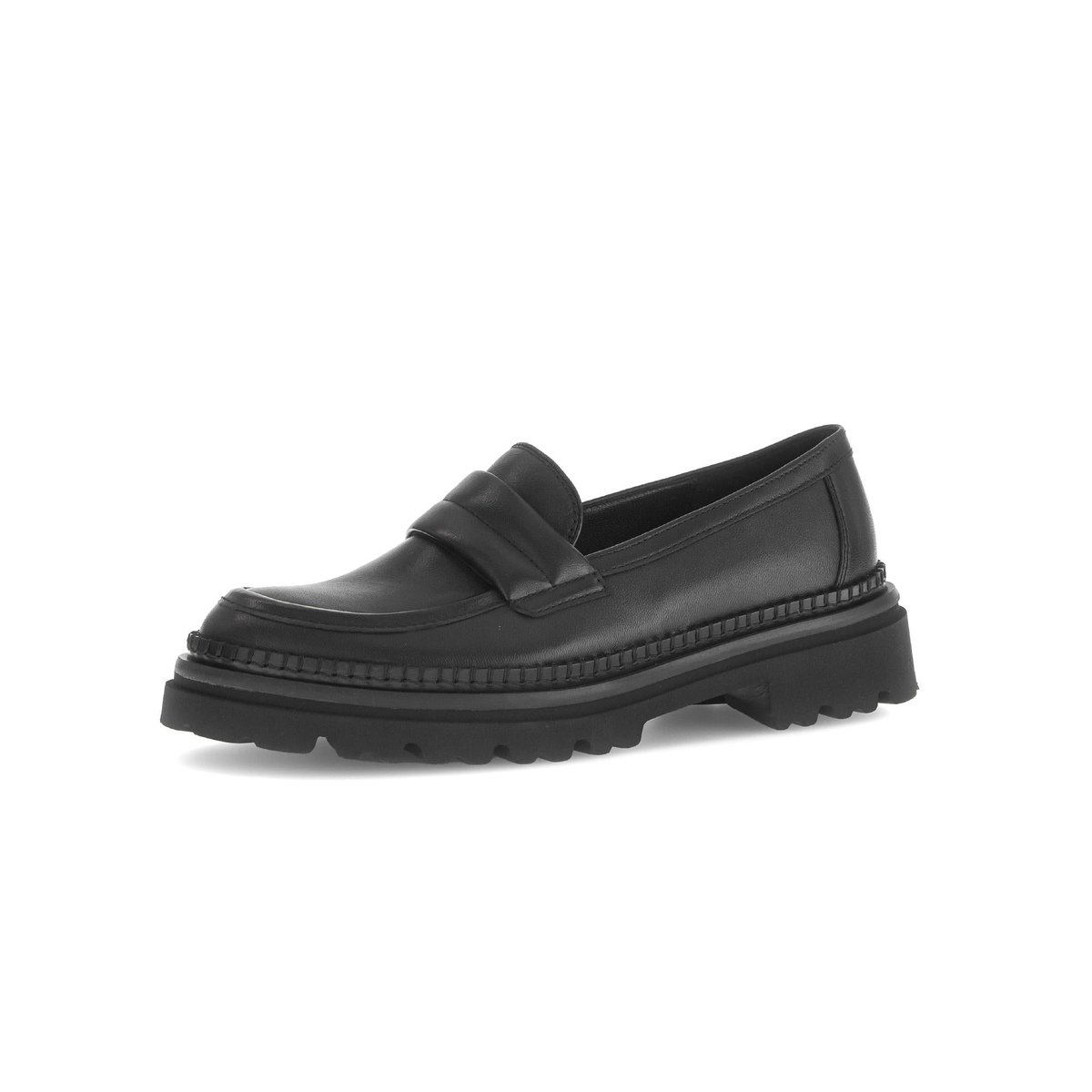 Mocassins en cuir lisse à talon décroché noir lisse, GABOR