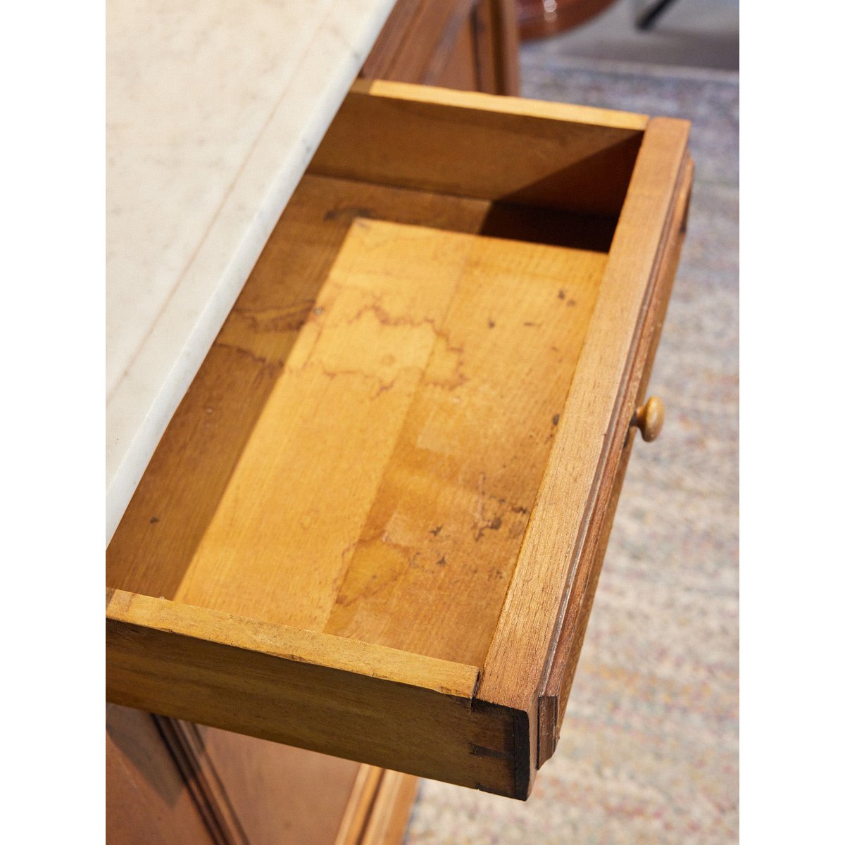 Commode de toilette en marbre Garance N°758 - Bon état bois clair, DEBONGOUT