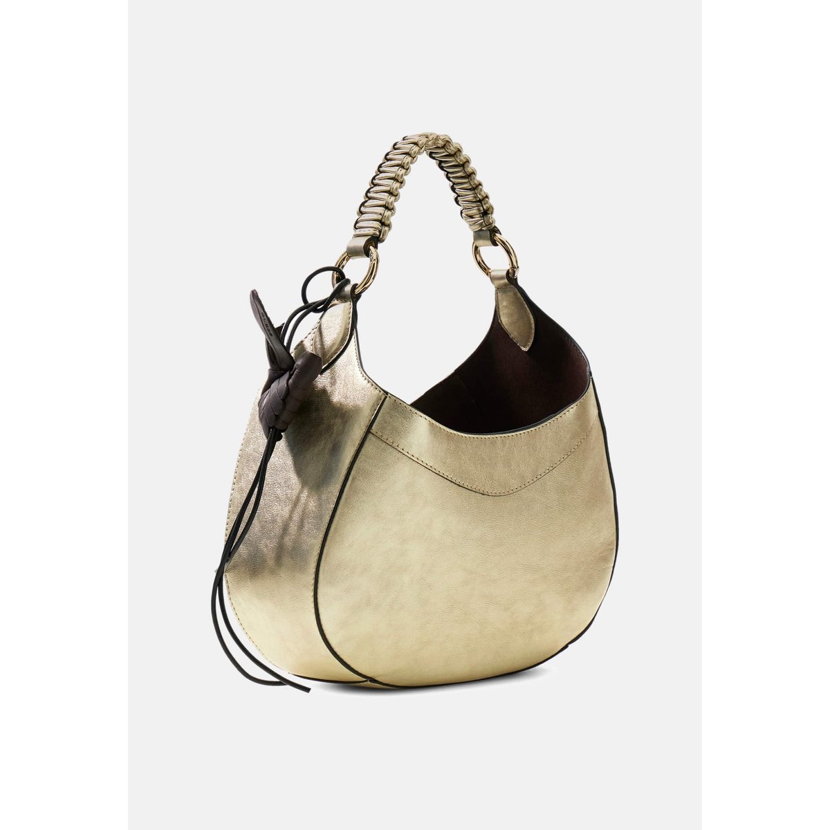 Sac Hobo En Cuir Véritable Nina or, GUESS