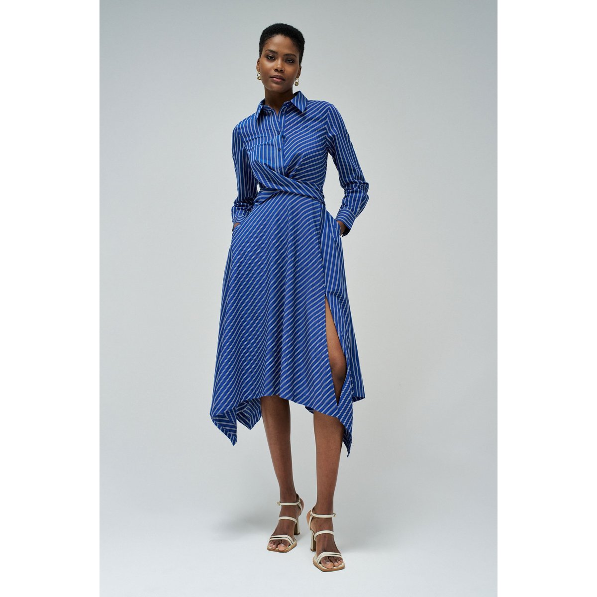 ROBE MIDI ASYMÉTRIQUE bleu, SALSA JEANS