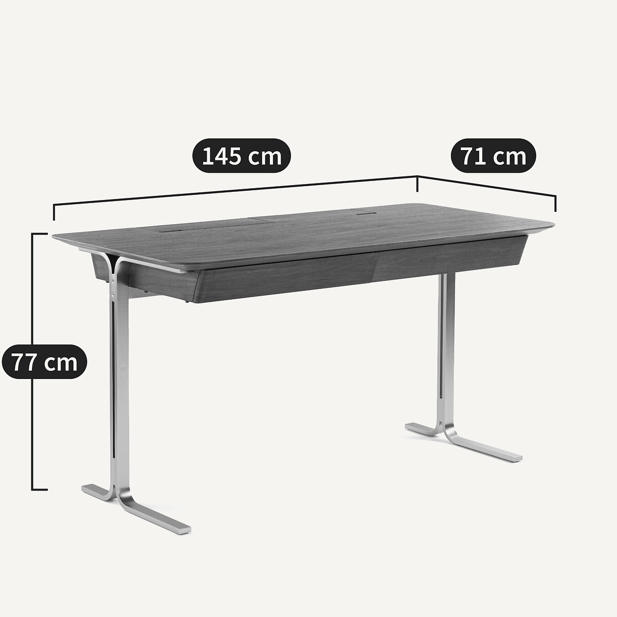 Bureau noyer, plaqué pieds nickel satiné, Jackson noyer, AM.PM