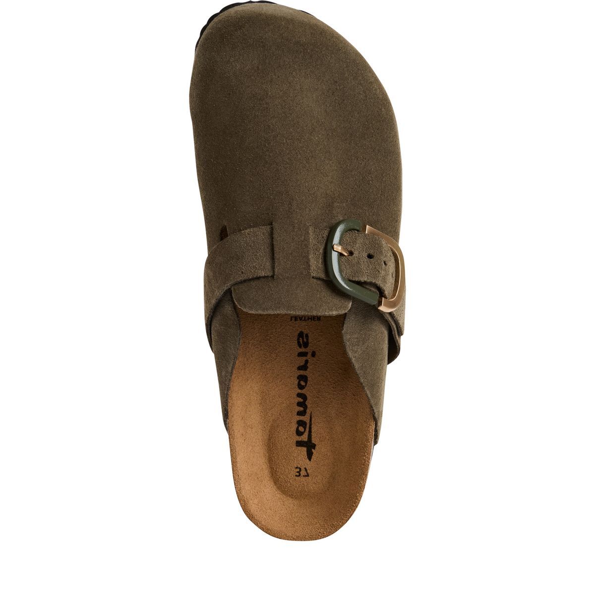 Mule en cuir vert olive, TAMARIS