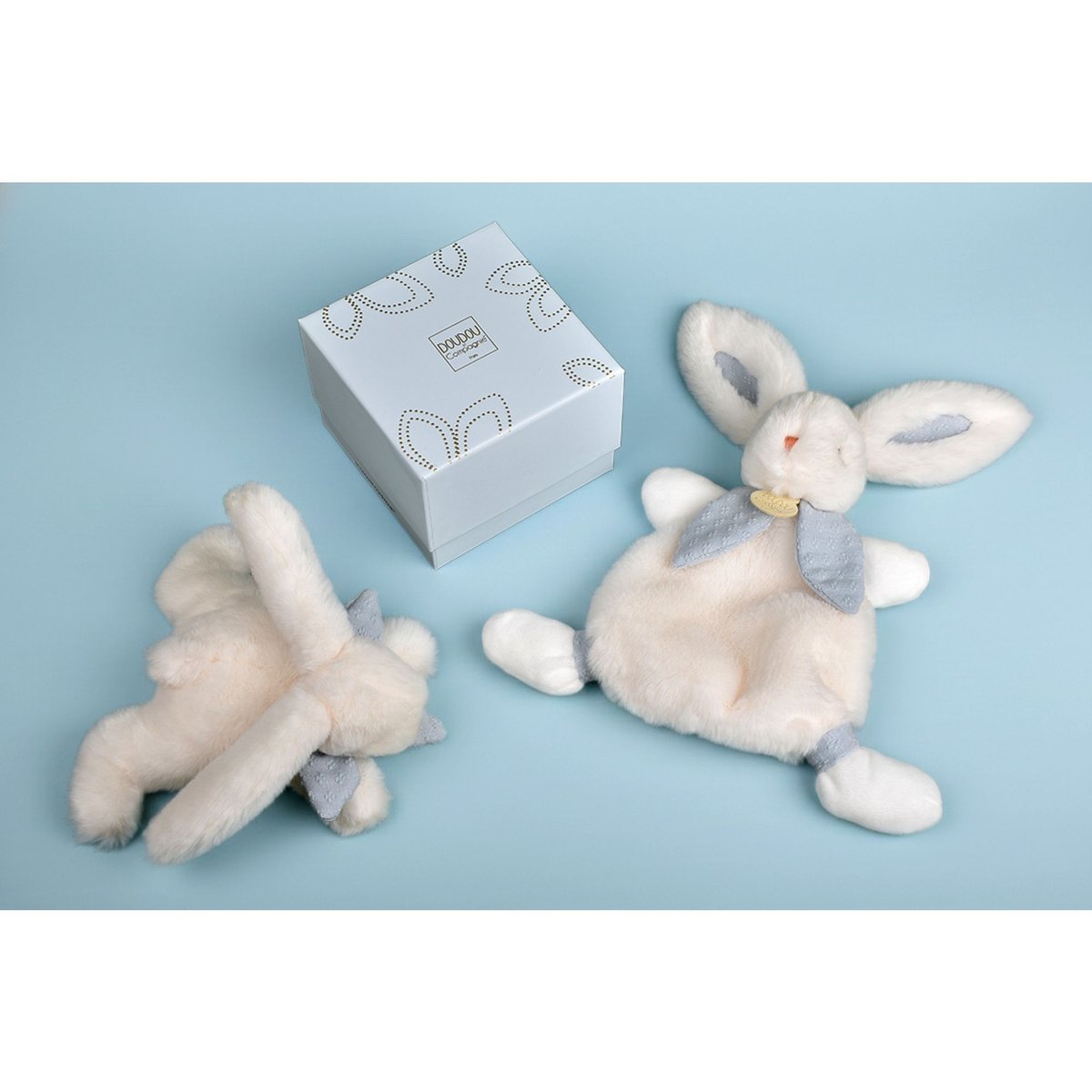 Doudou Lapin blanc, bleu, DOUDOU ET COMPAGNIE