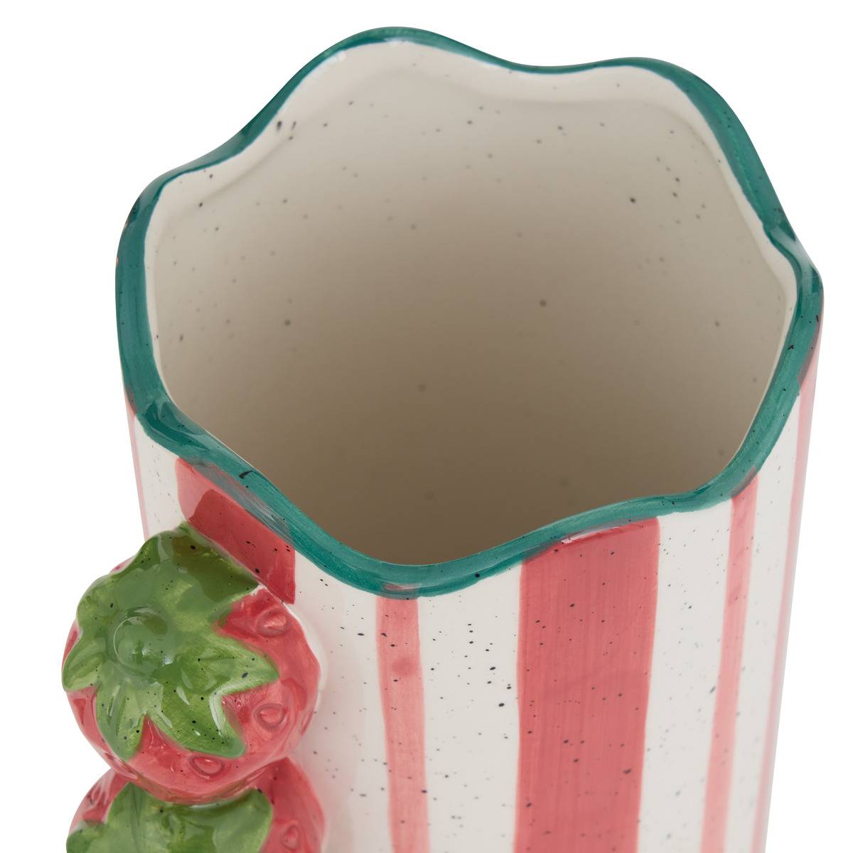 Vase rayé fraises en dolomite FRUITY multicolore, ATMOSPHERA