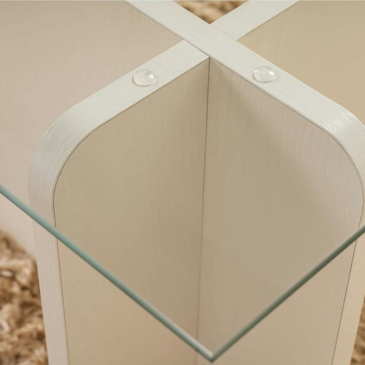 Table basse déstructurée, plateau verre SALTA blanc, PIER IMPORT