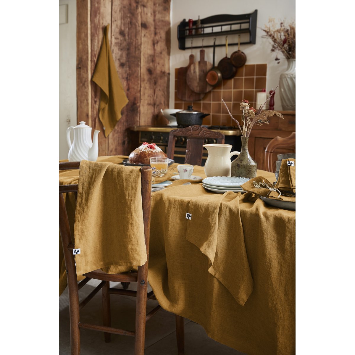Nappe rectangle en lin Collection Soline marron_car, EDEN