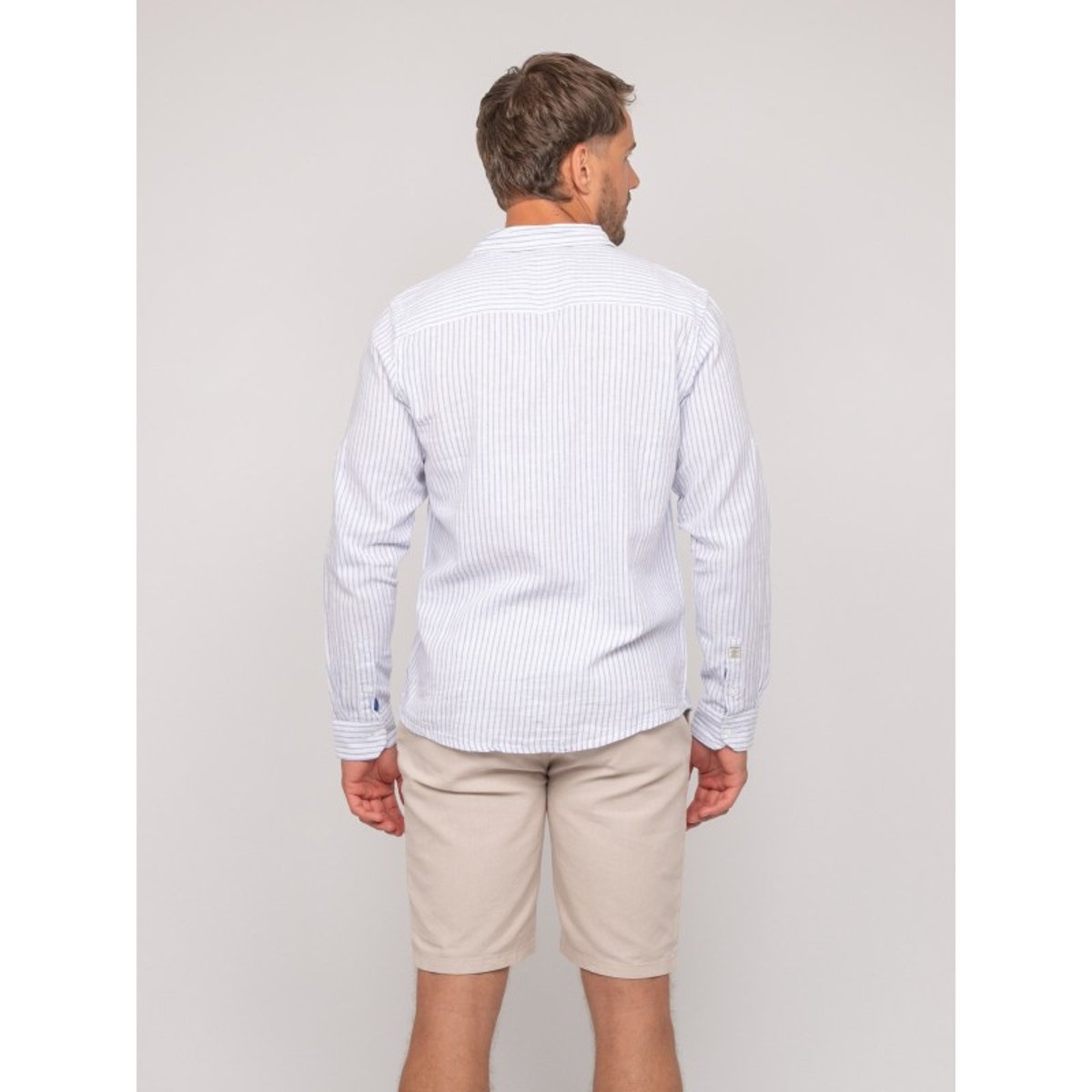 Chemise Manches Longues Lin Rayures Duplaya bleu, RITCHIE