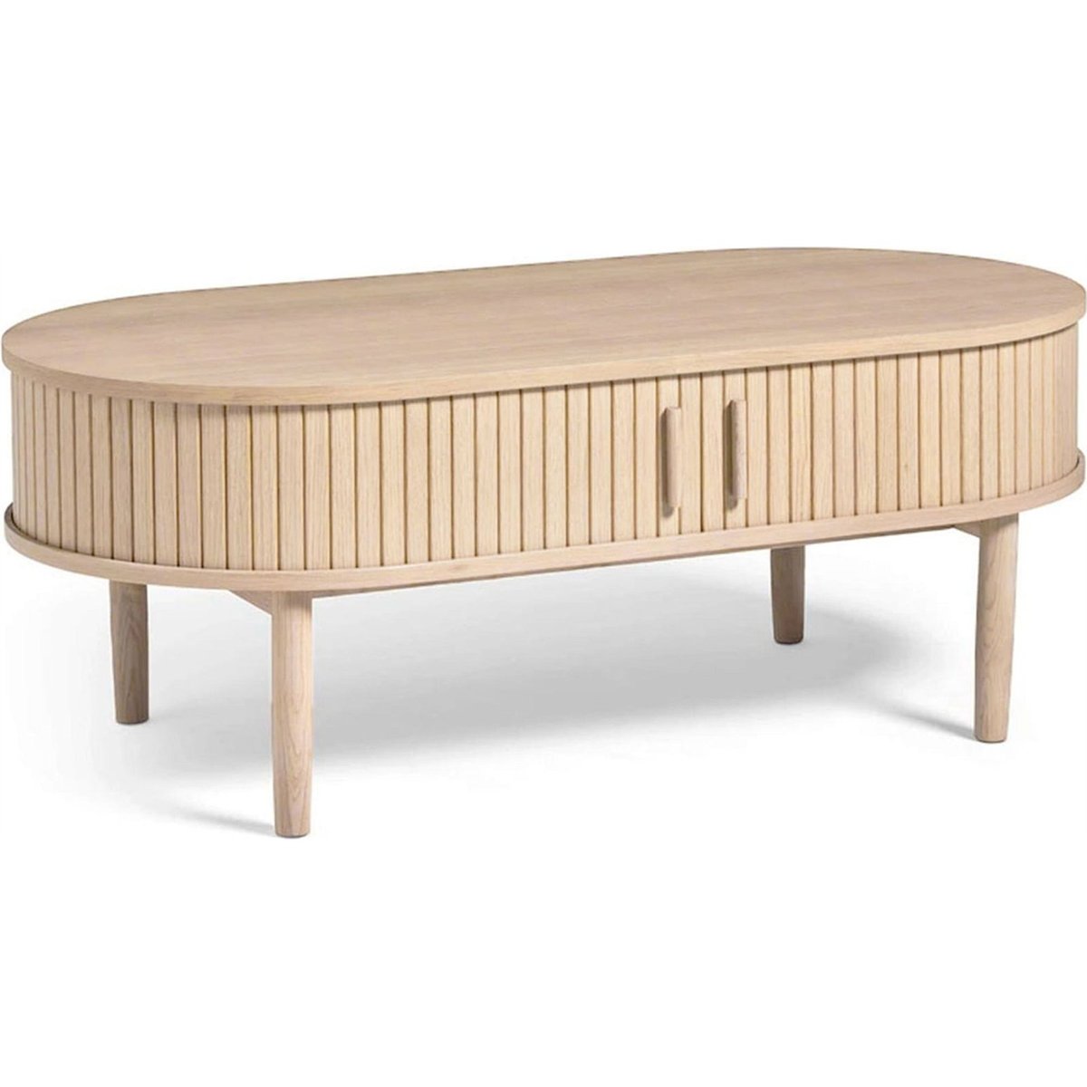 Table basse ovale bois avec rangement META chêne foncé, RECOLLECTION