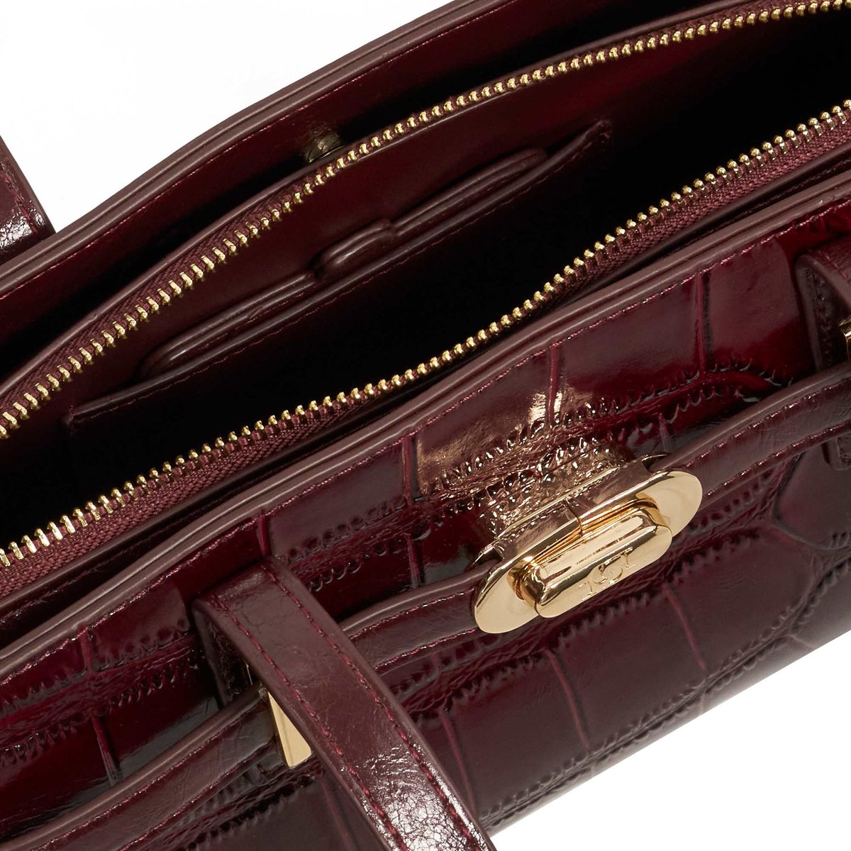 Sac rigide orné de papillons - DUTTERFLY burgundy-croc leather, DUNE LONDON