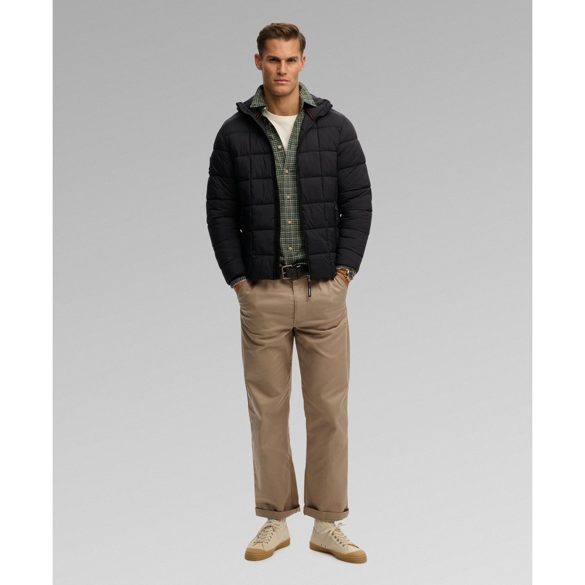 Doudoune Fuji Lite Matelassée à Capuche noir, SUPERDRY