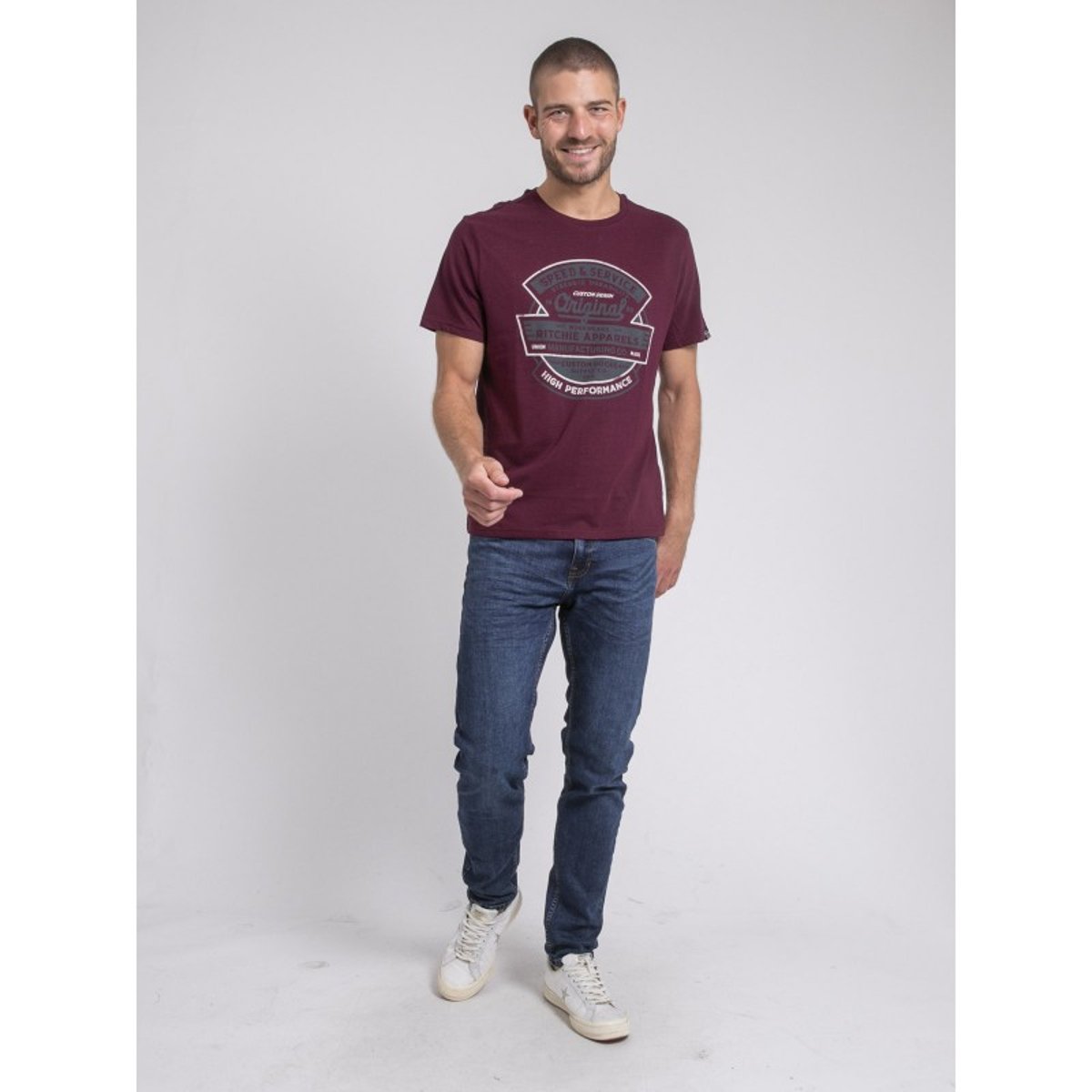 T-shirt Col Rond Pur Coton Jirobin violet, RITCHIE