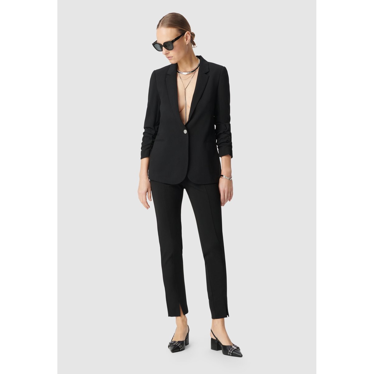 Veste tailleur en crêpe noir, IKKS
