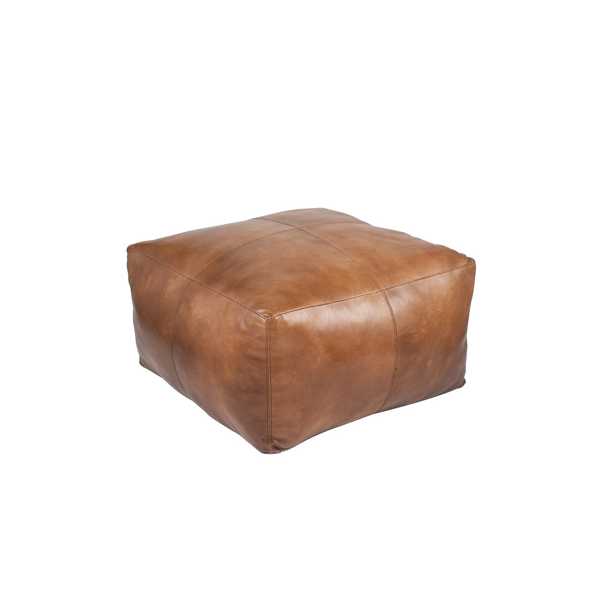 Natural Tan Leather Square Pouffe natural, ÉDITÉ