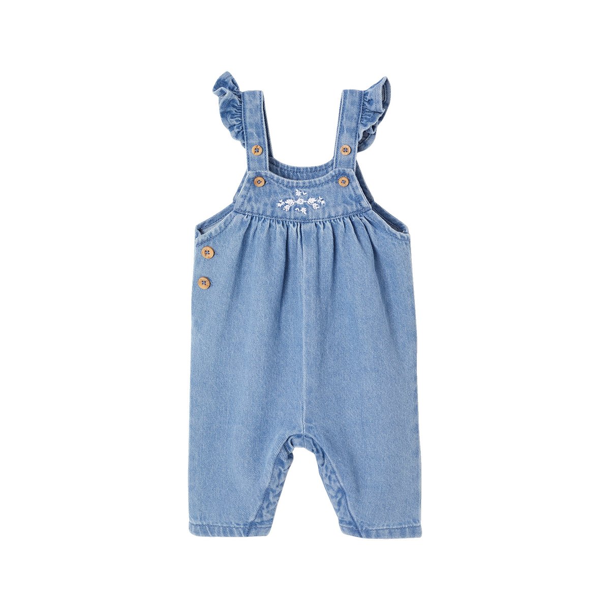 Ensemble 2 pièces naissance salopette en denim + body stone, VERTBAUDET