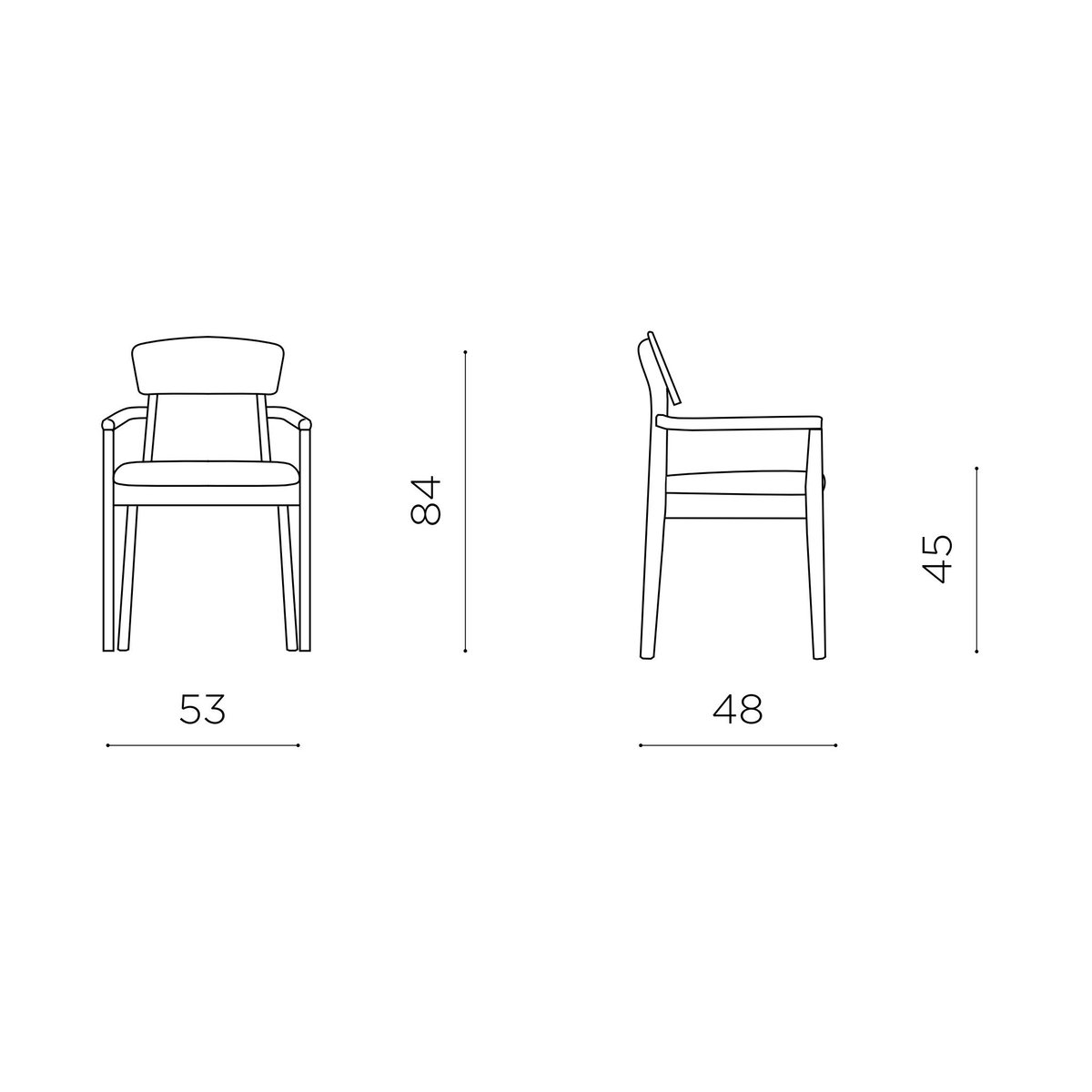 Chaise à accoudoirs en bois, assise tissu (lot de 2) ORBE noir, PIER IMPORT