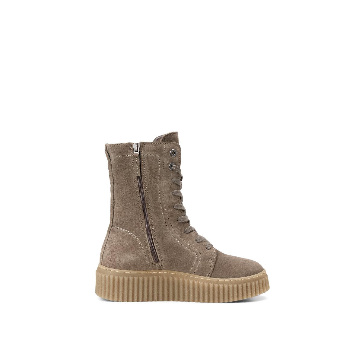 Bottes à lacets, modèle Bianca en cuir velours souple marron clair, MARC O'POLO