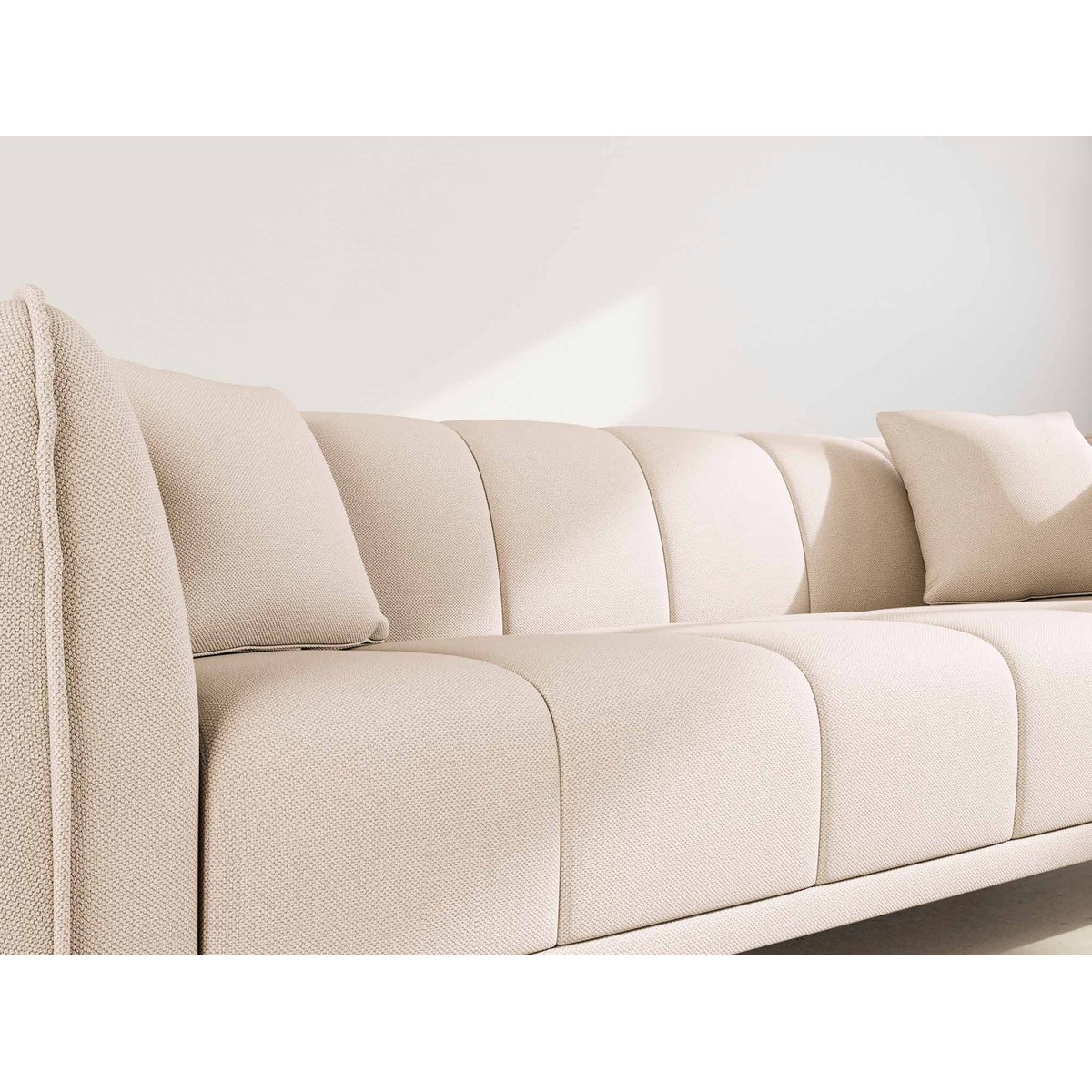 Canapé droit en velours texturé, ARSENE beige, LISA DESIGN