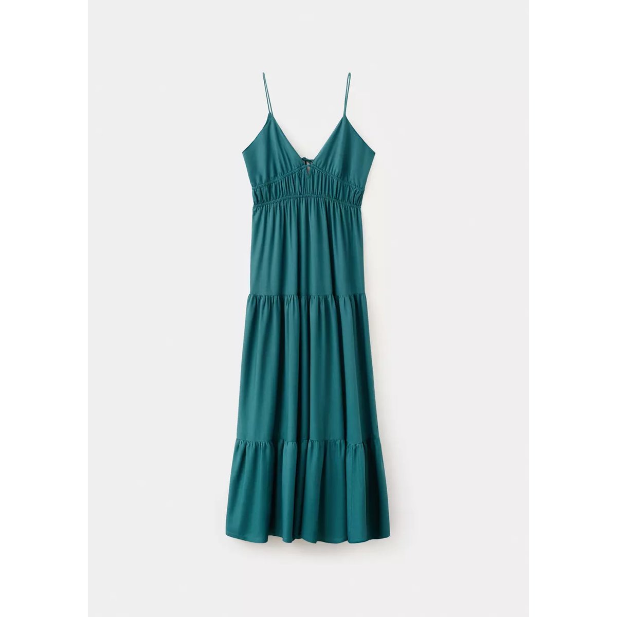 Robe fluide avec empiècements bleu pétrole, MANGO TEEN