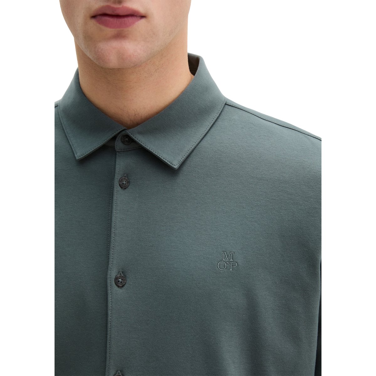 Chemise en jersey DfC regular en coton bio doux gris foncé, MARC O'POLO