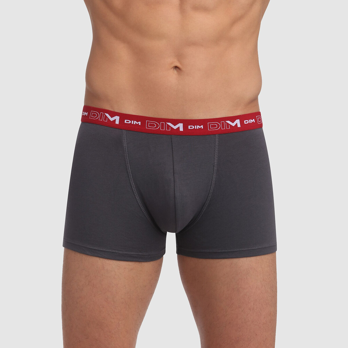 Confezione da 3 boxer in cotone elasticizzato grigio + rosso + nero , DIM