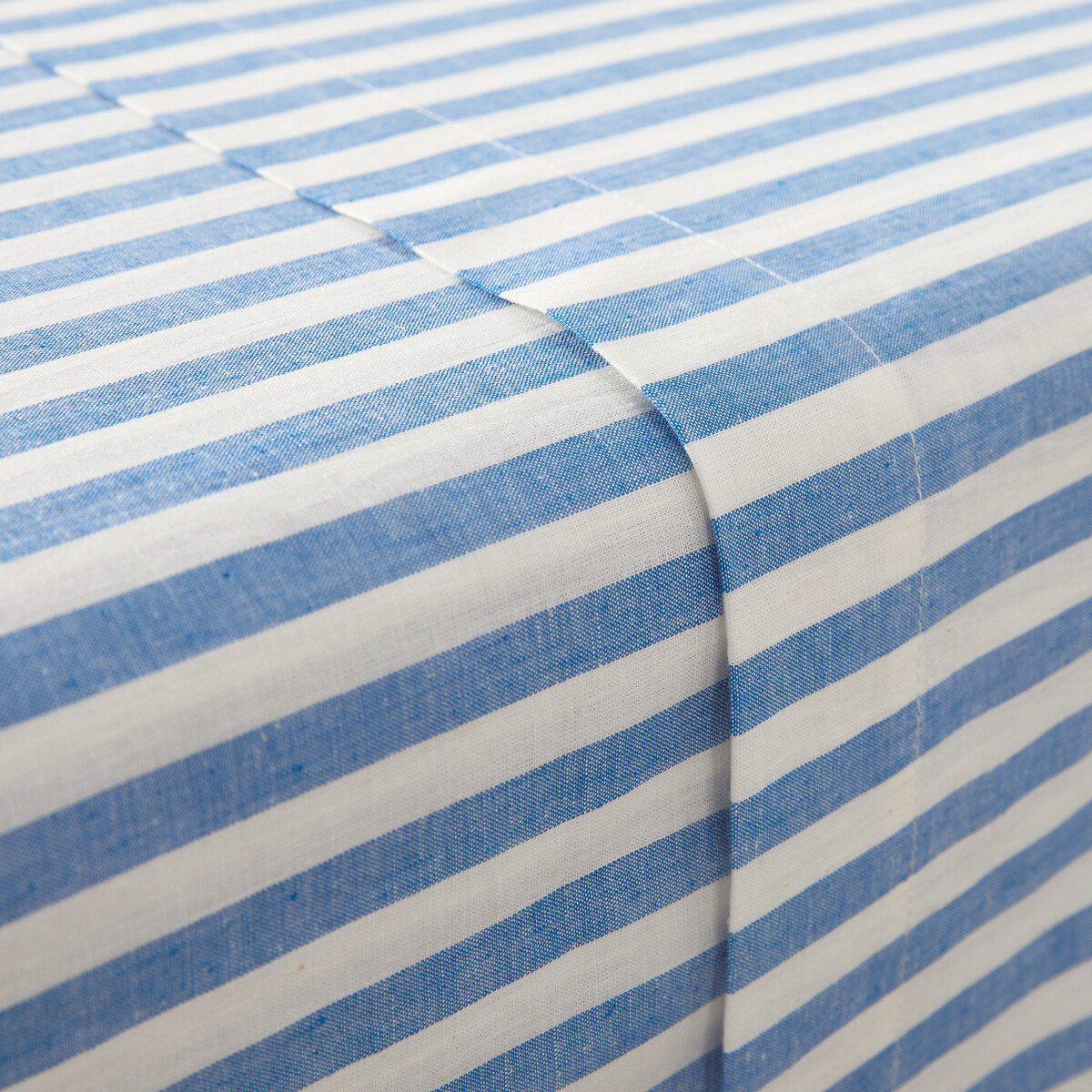 Soizic Blue Cotton Flat Sheet blue striped, LA REDOUTE INTERIEURS