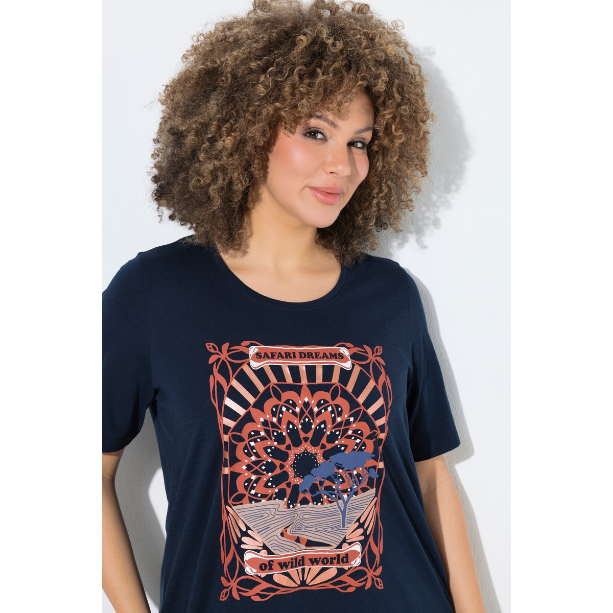 T-shirt motif imprimé, coupe Classic Fit marine, ULLA POPKEN