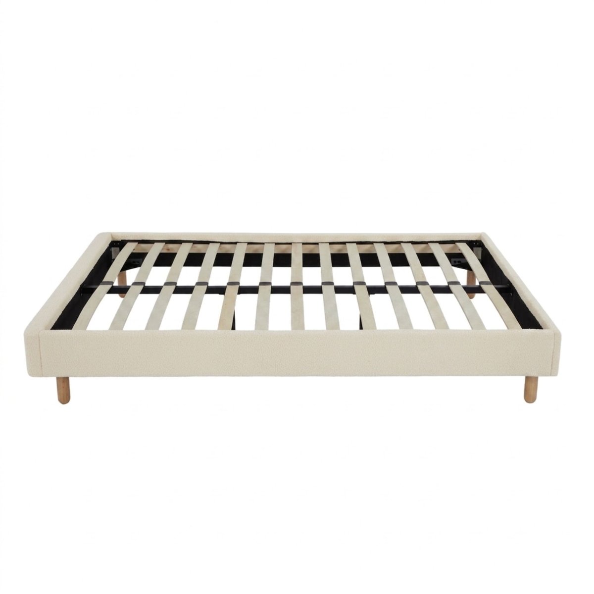 Sommier kit bouclette en tissu sherpa 13 lattes ivoire, TERRE DE NUIT