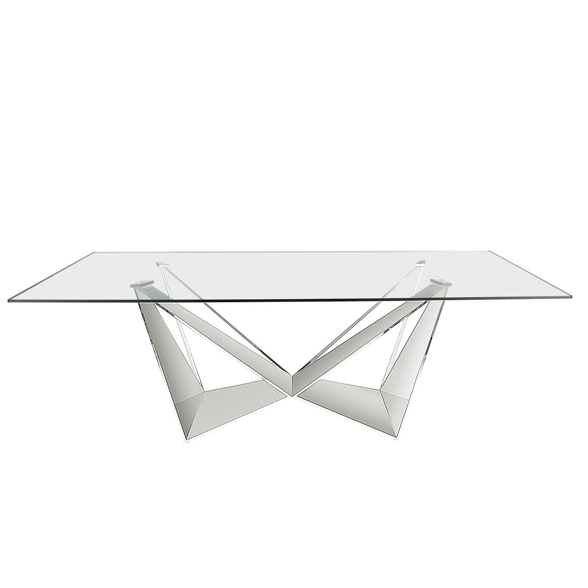 Table à manger rectangulaire verre trempé et acier chromé verre | acier, ANGEL CERDA