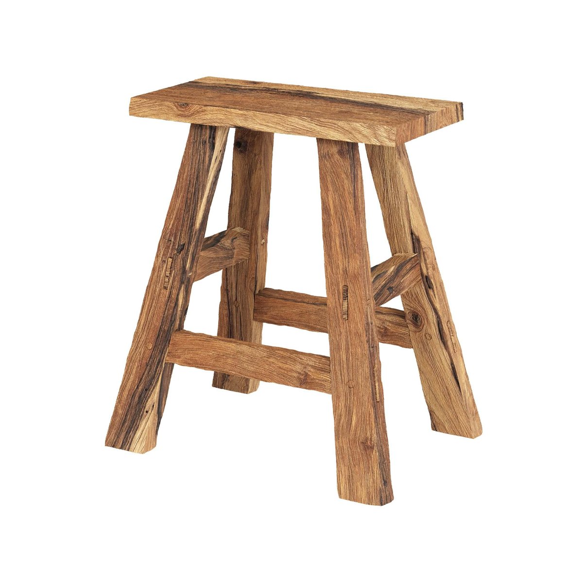Tabouret en bois de teck recyclé H45 cm - BOB bois, MAISON PAVANE