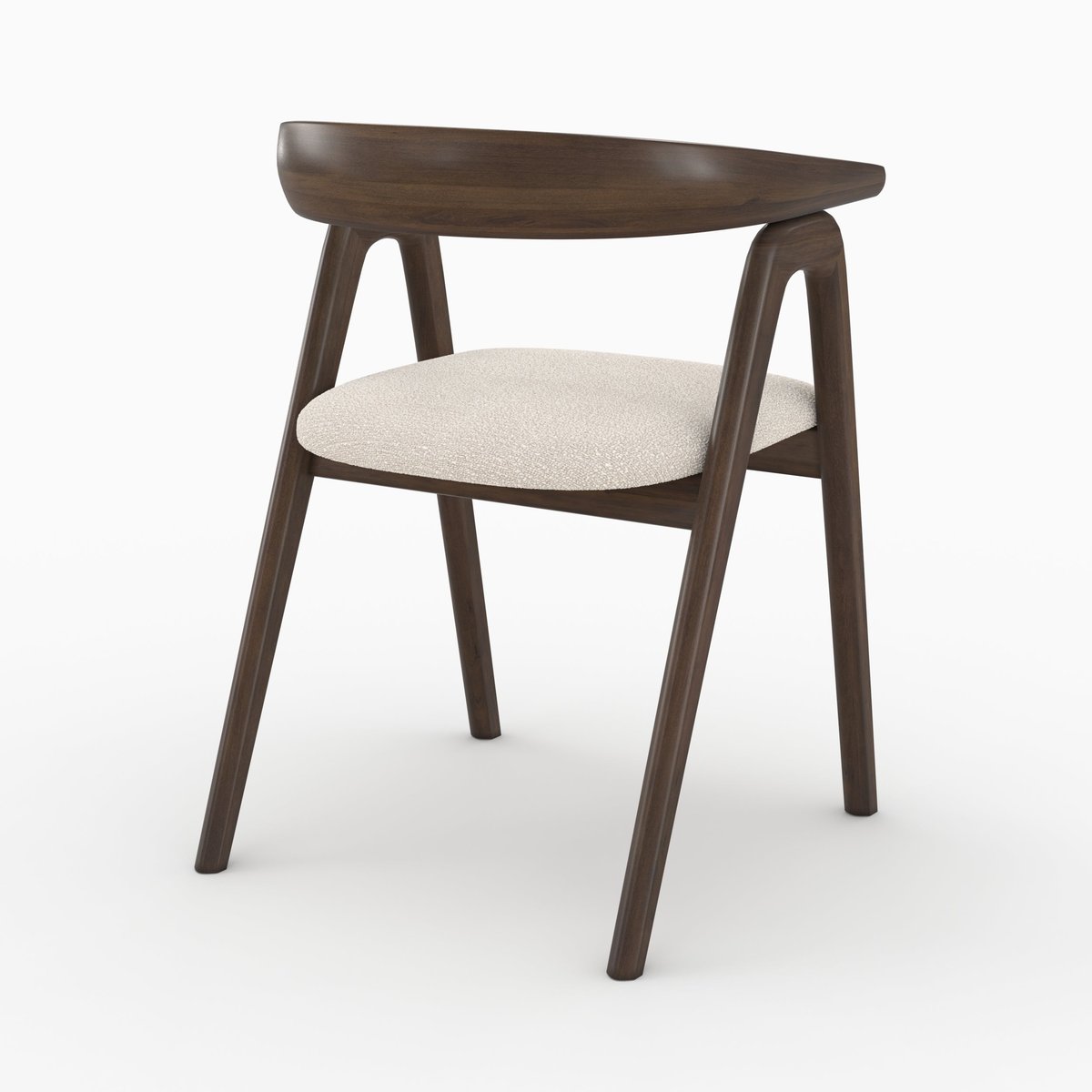Chaise en bois d'hévéa et tissu bouclé crème - HAWA marron foncé, MAISON PAVANE