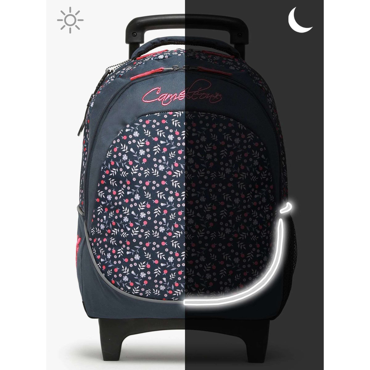 Sac a dos à roulettes navy miniflowers, CAMELEON