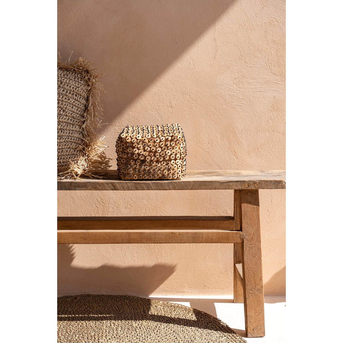 Panier en bambou et noix de coco COCONUT SHELL beige, BAZAR BIZAR