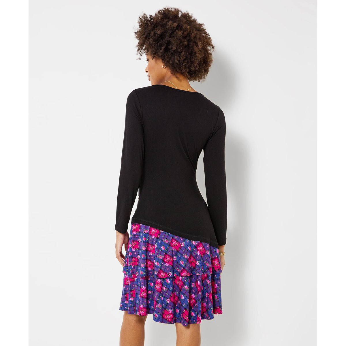 Charmante Robe Tunique en Jersey à Carreaux noir, JOE BROWNS