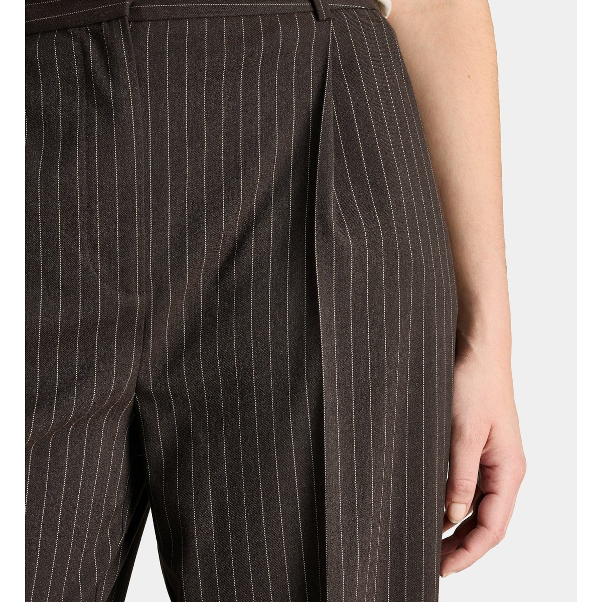 Pantalon dickens ten rayé droit marron chocolat, GALERIES LAFAYETTE