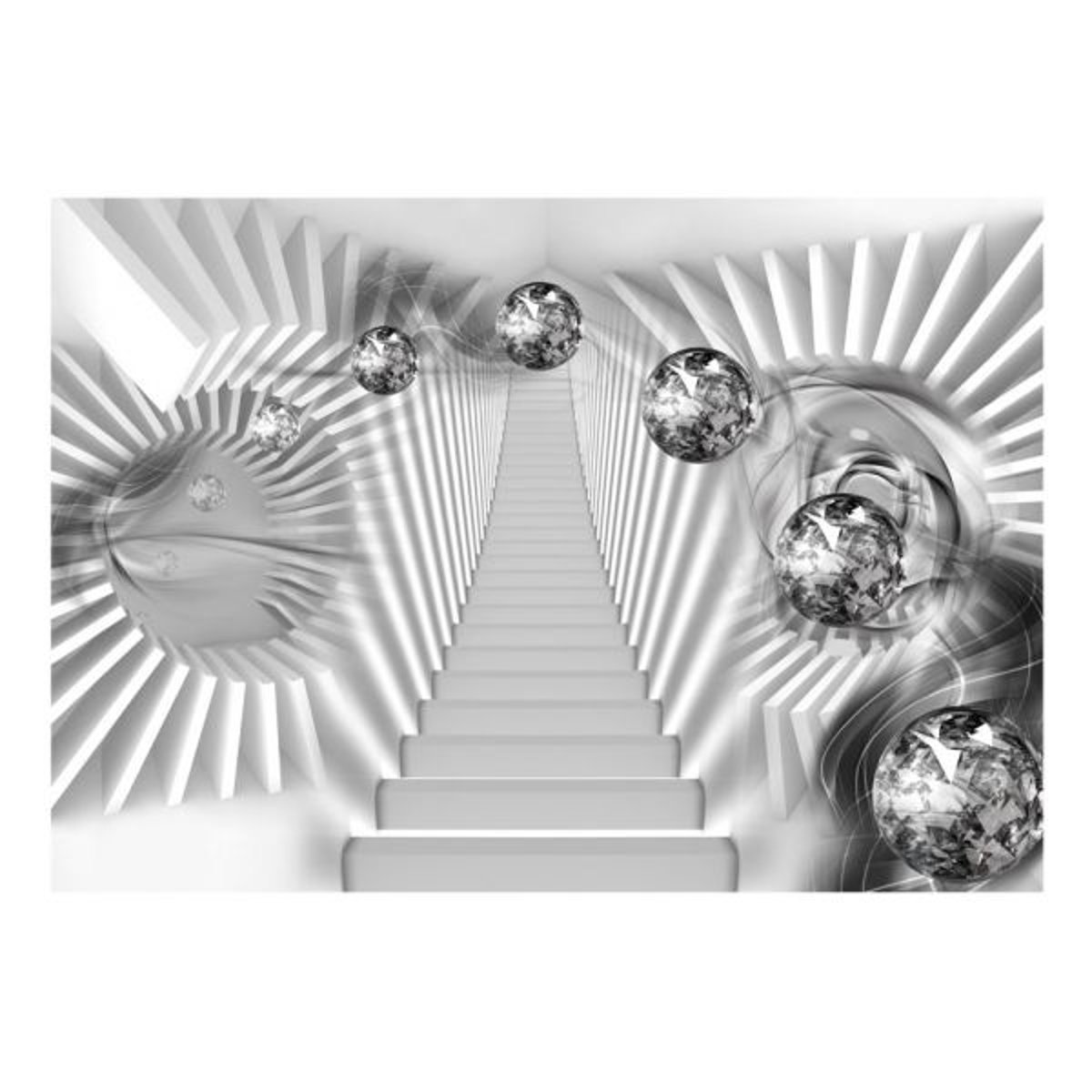 Papier peint intissé panoramique Abstractions Escalier en argent gris / argent, EDEN
