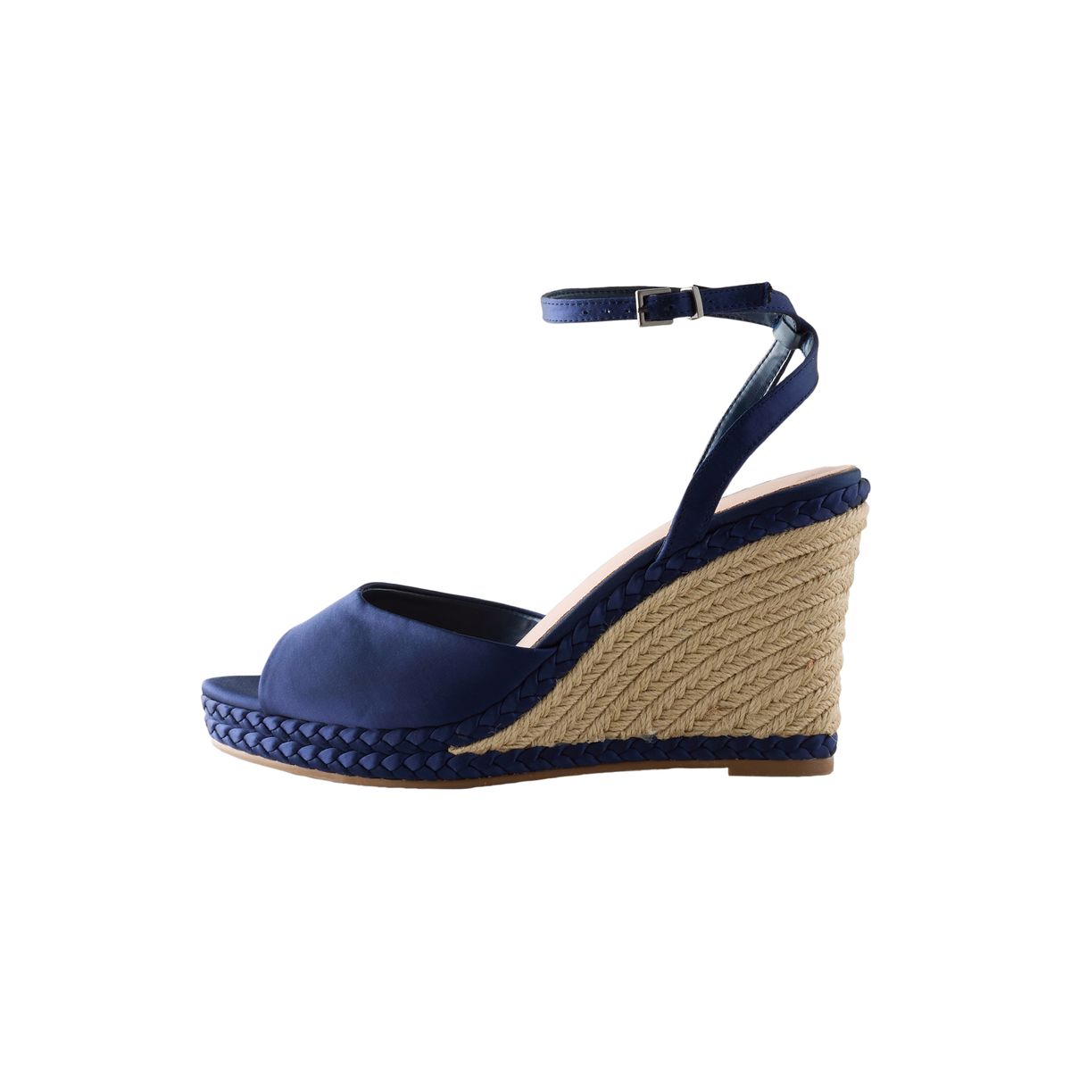 Chaussures compensées satin bleu marine, NEXT