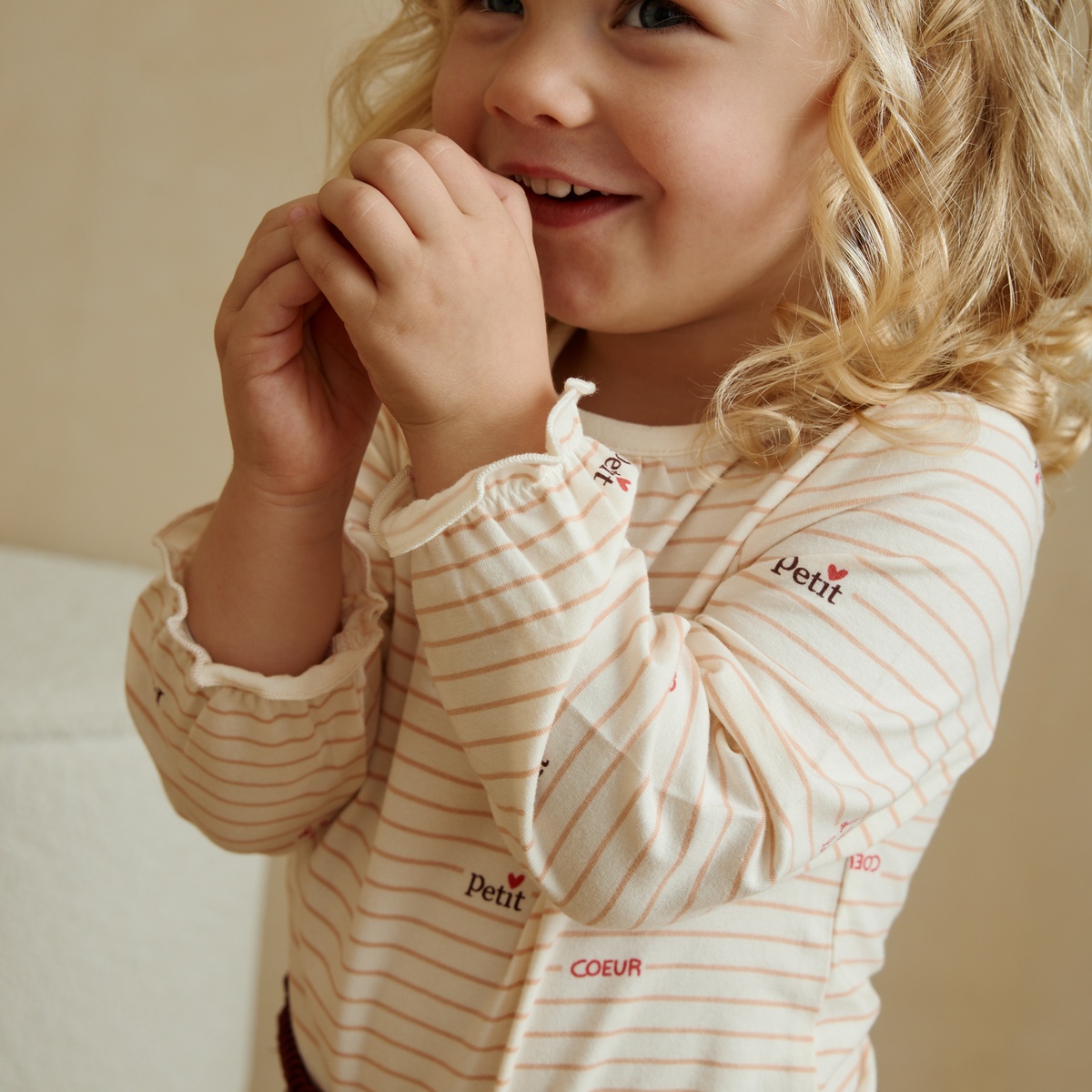 Lot de 2 t-shirts bébé manches longues Aimée ecru, PETIT BEGUIN