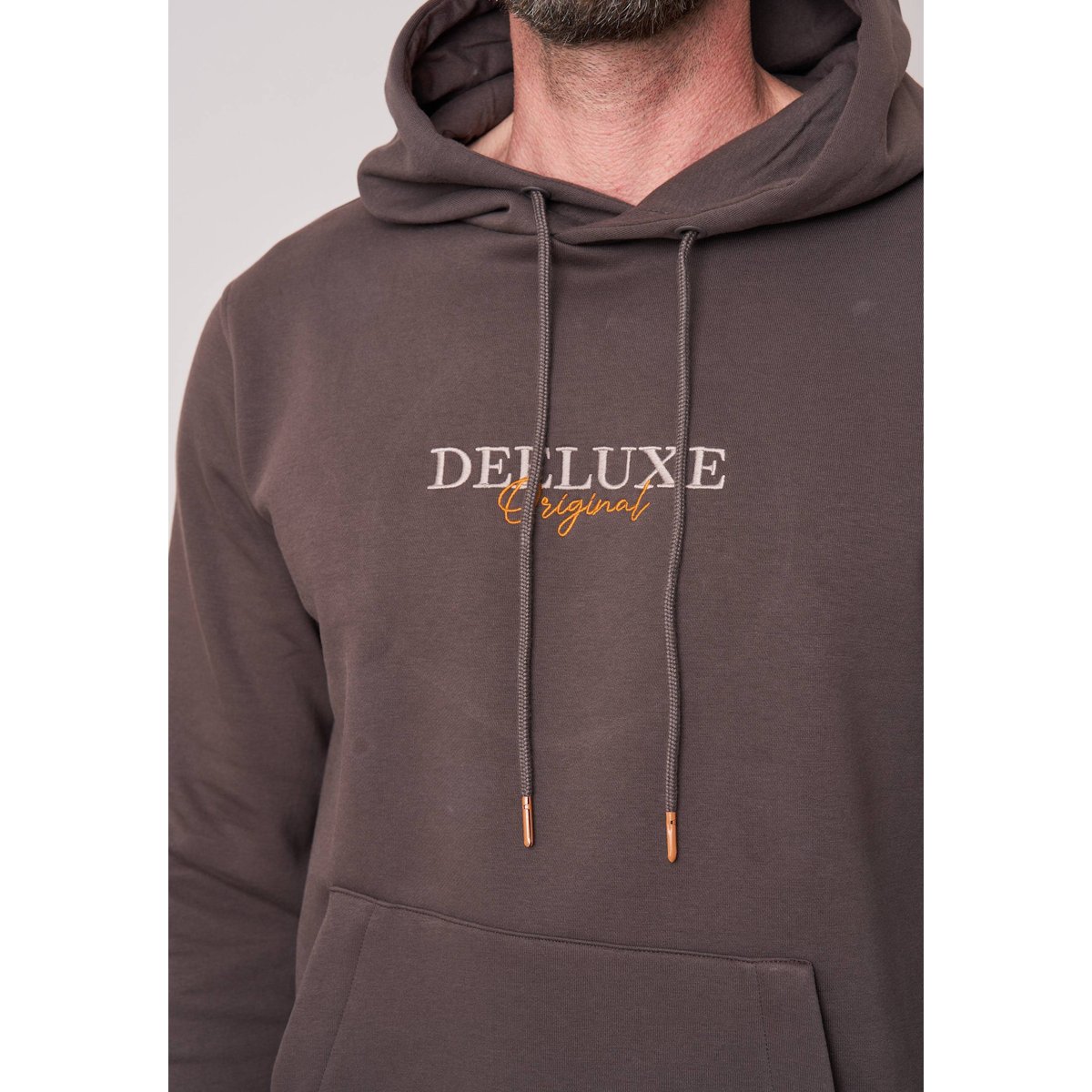 Sweat à capuche regular homme imprimé deeluxe original RAWJORN espresso, DEELUXE