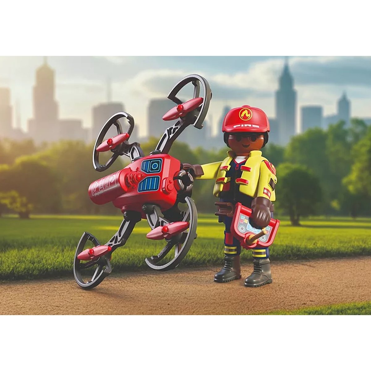 Drone de pompiers avec flèches d'eau multicolore, PLAYMOBIL