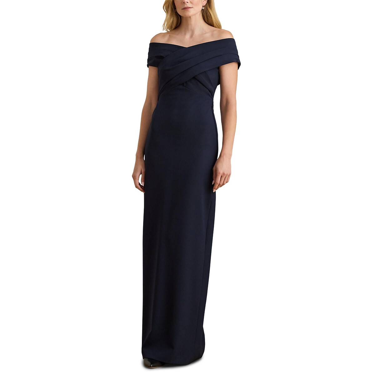 Langes Abendkleid IRENE mit kurzen Ärmeln marine, LAUREN RALPH LAUREN